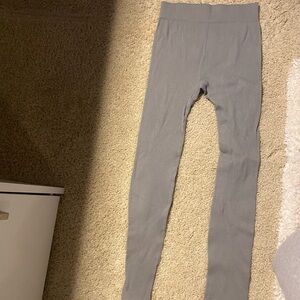 Gray and brown stripe leggings